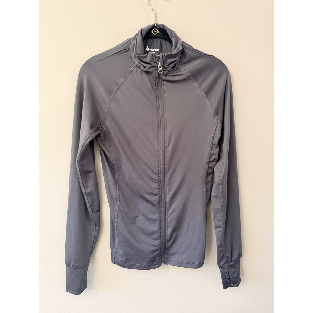 Active USA Jacket Women Size Medium Gray Zip Up Pockets